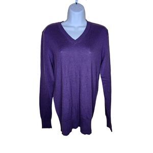 Burberry Brit Long Sleeve VNeck Cashmere Sweater Mens Size M Purple